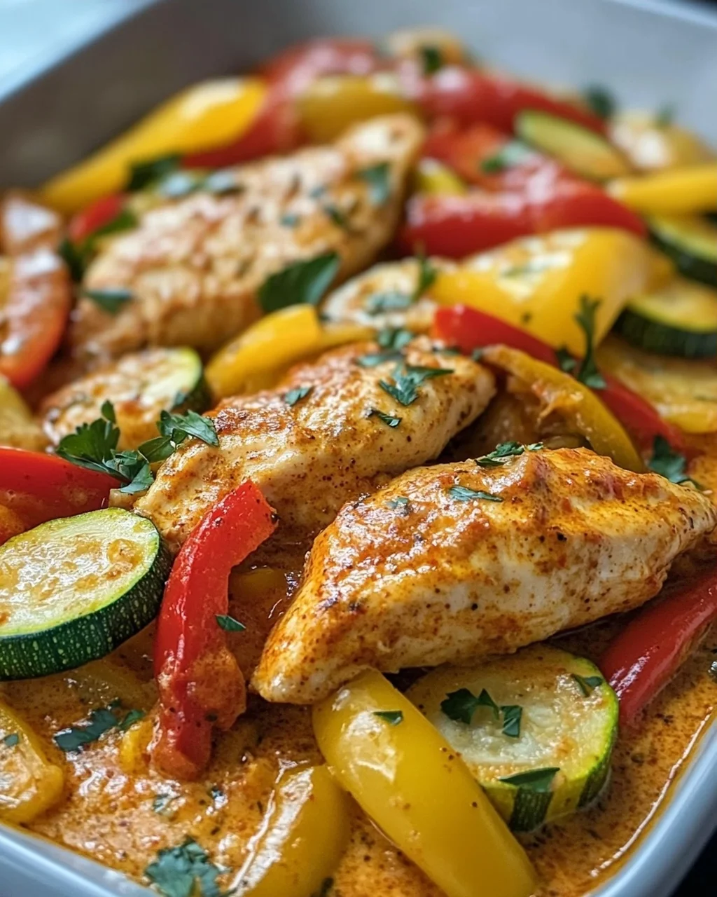 Cremiges Paprika Zucchini Hähnchen – Lecker und einfach!