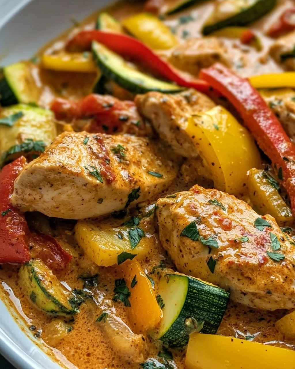 Cremiges Paprika Zucchini Hähnchen – Lecker und einfach!
