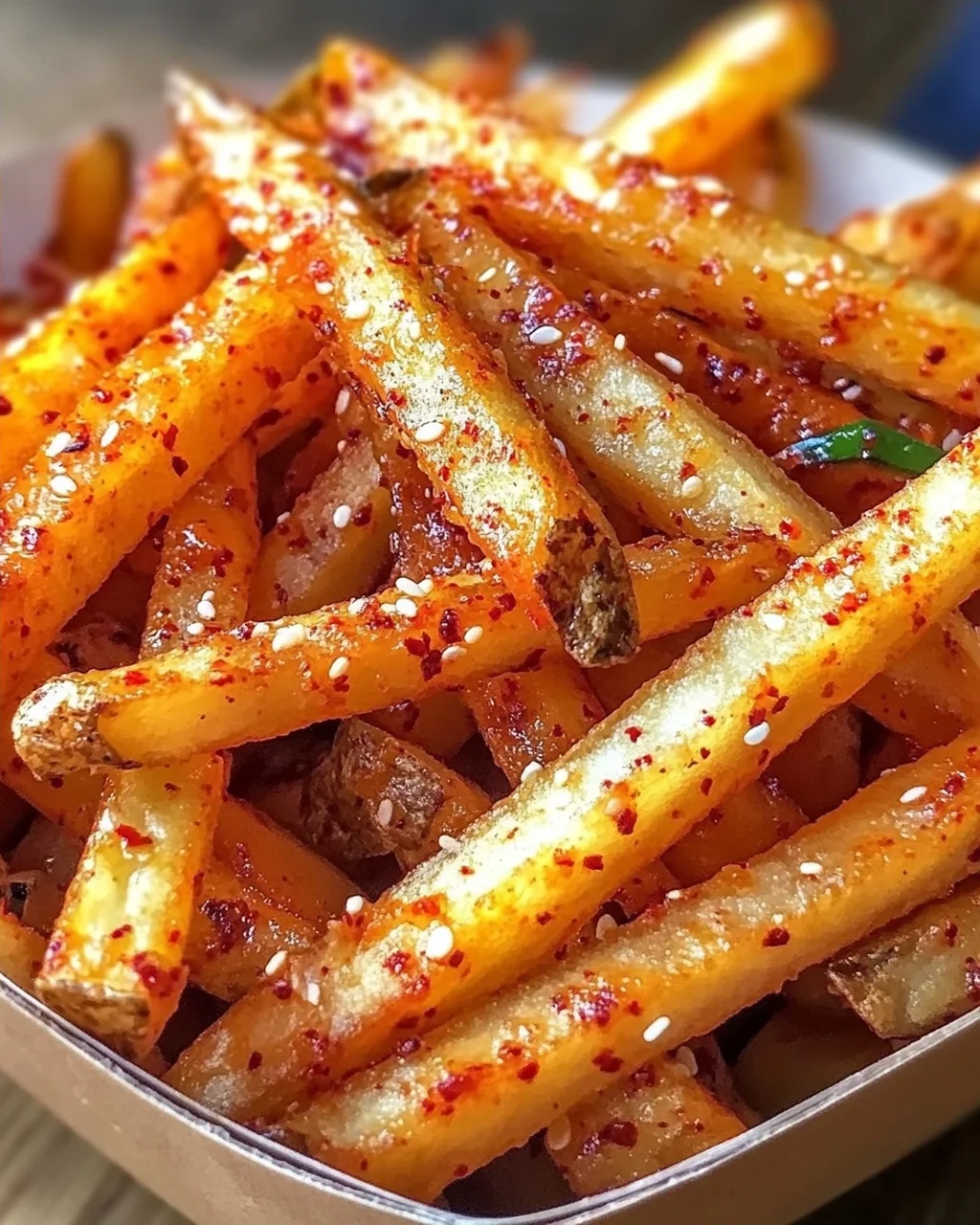 Dunkle koreanische Pommes: Knusprige Geschmacksexplosion