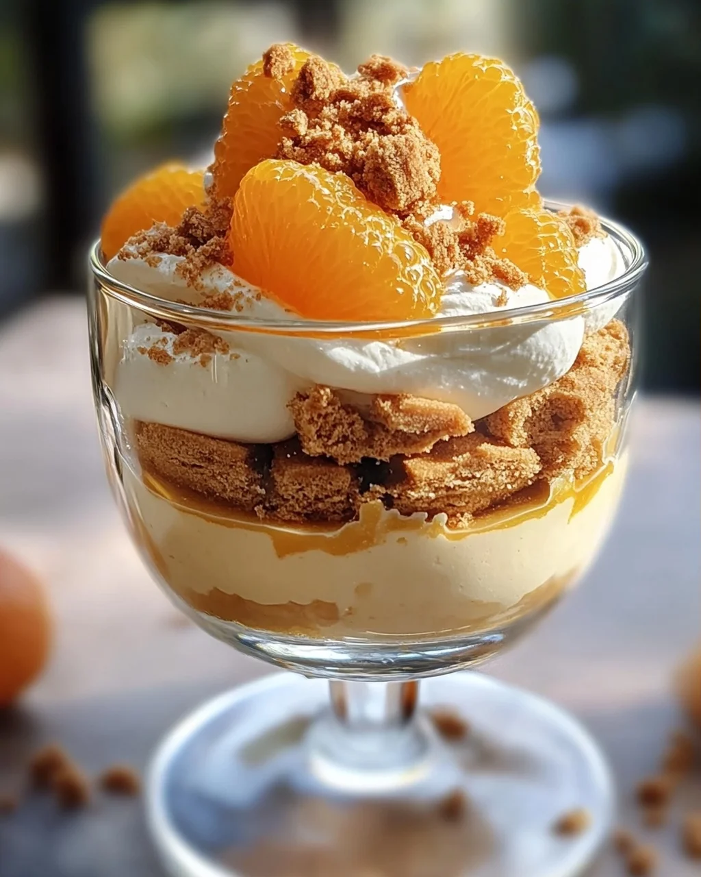 Eierlikör-Mousse mit Spekulatius-Creme und Mandarinen