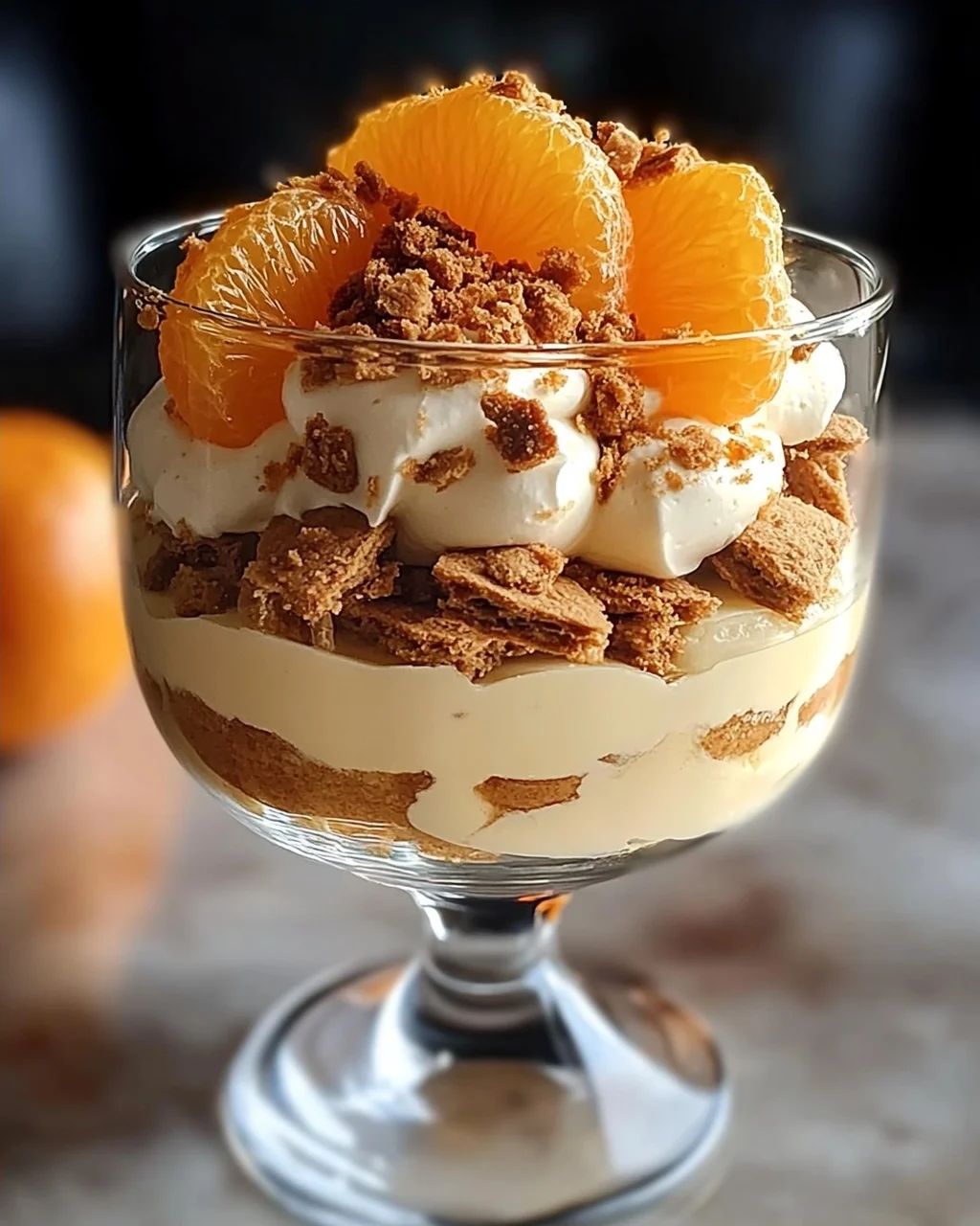 Eierlikör-Mousse mit Spekulatius-Creme und Mandarinen