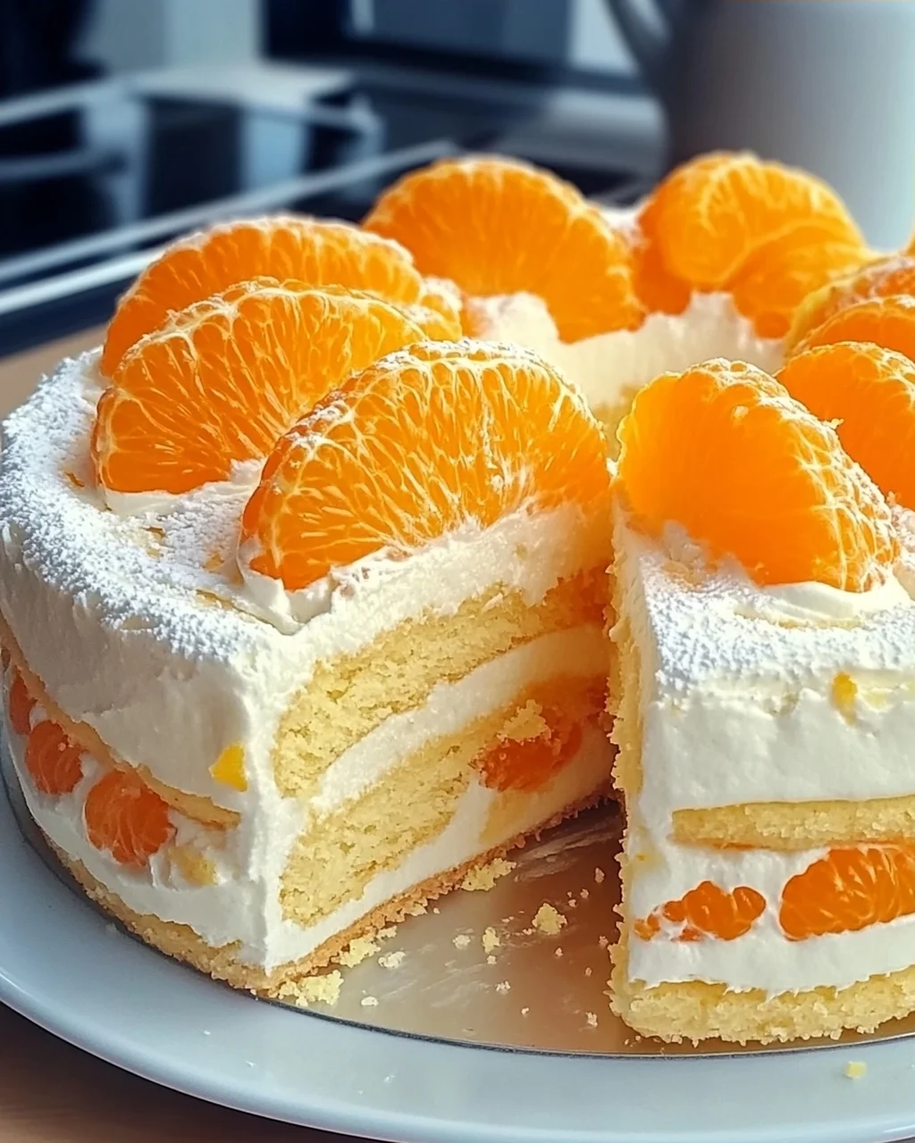 Fantakuchen mit Mandarinen und Paradiescreme