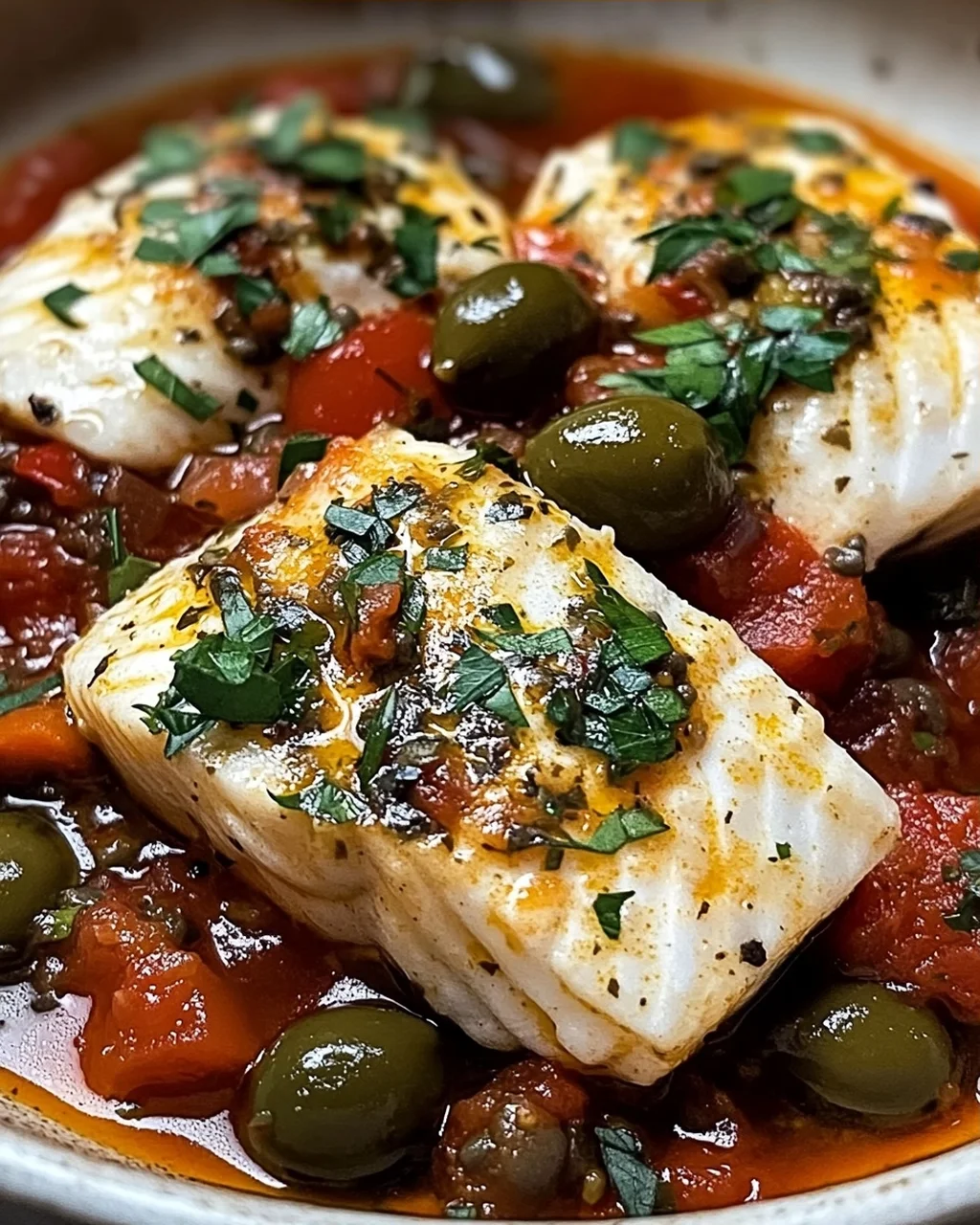 Fisch Puttanesca für ein schnelles Dinner