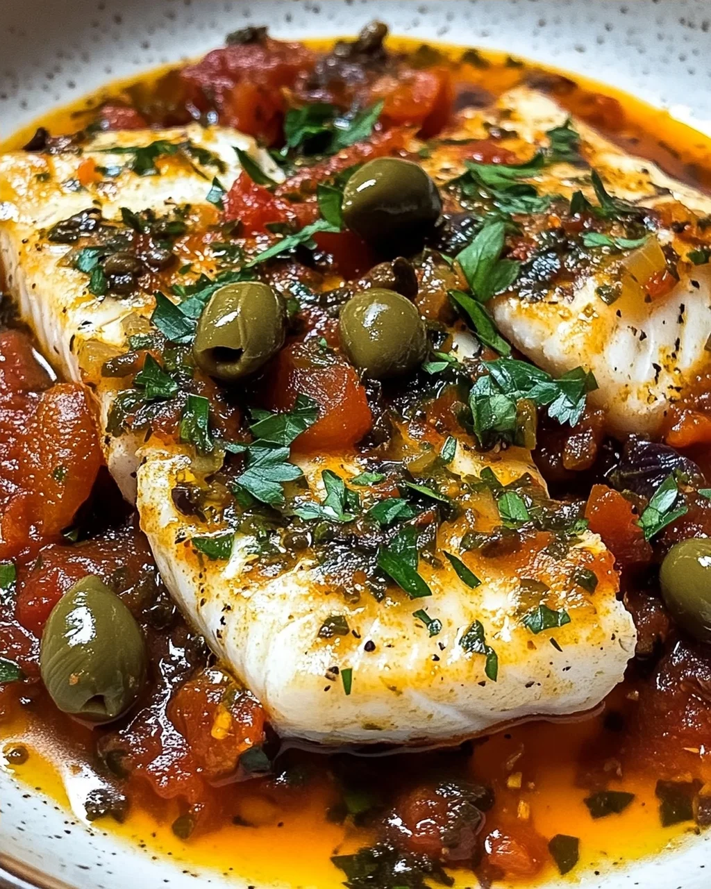 Fisch Puttanesca für ein schnelles Dinner