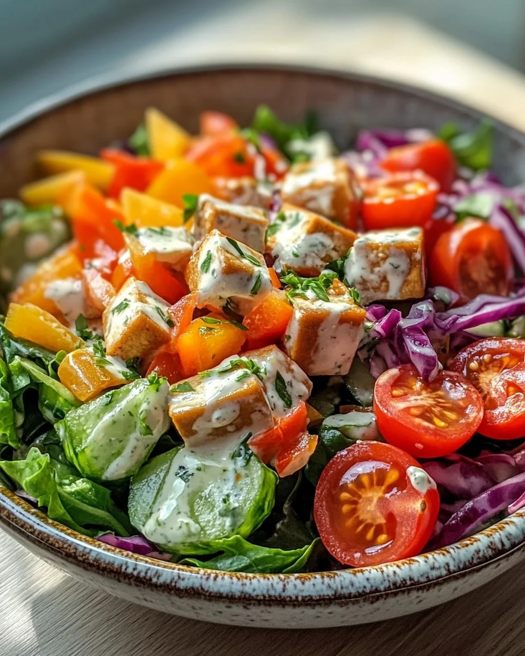 Fitness Salat – Dein veganer Power-Lunch mit Joghurtdressing