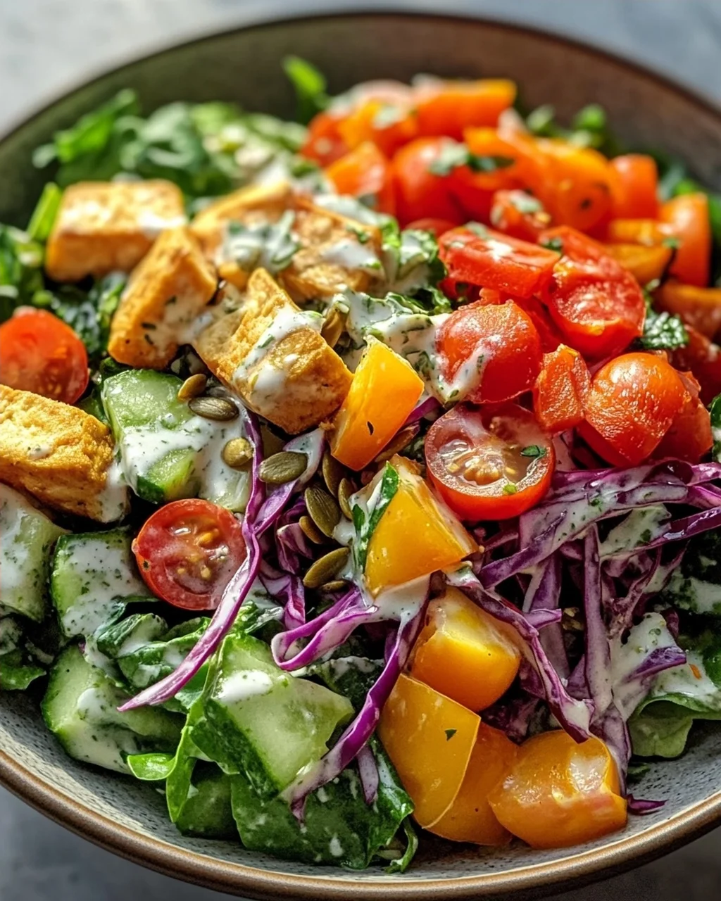 Fitness Salat – Dein veganer Power-Lunch mit Joghurtdressing