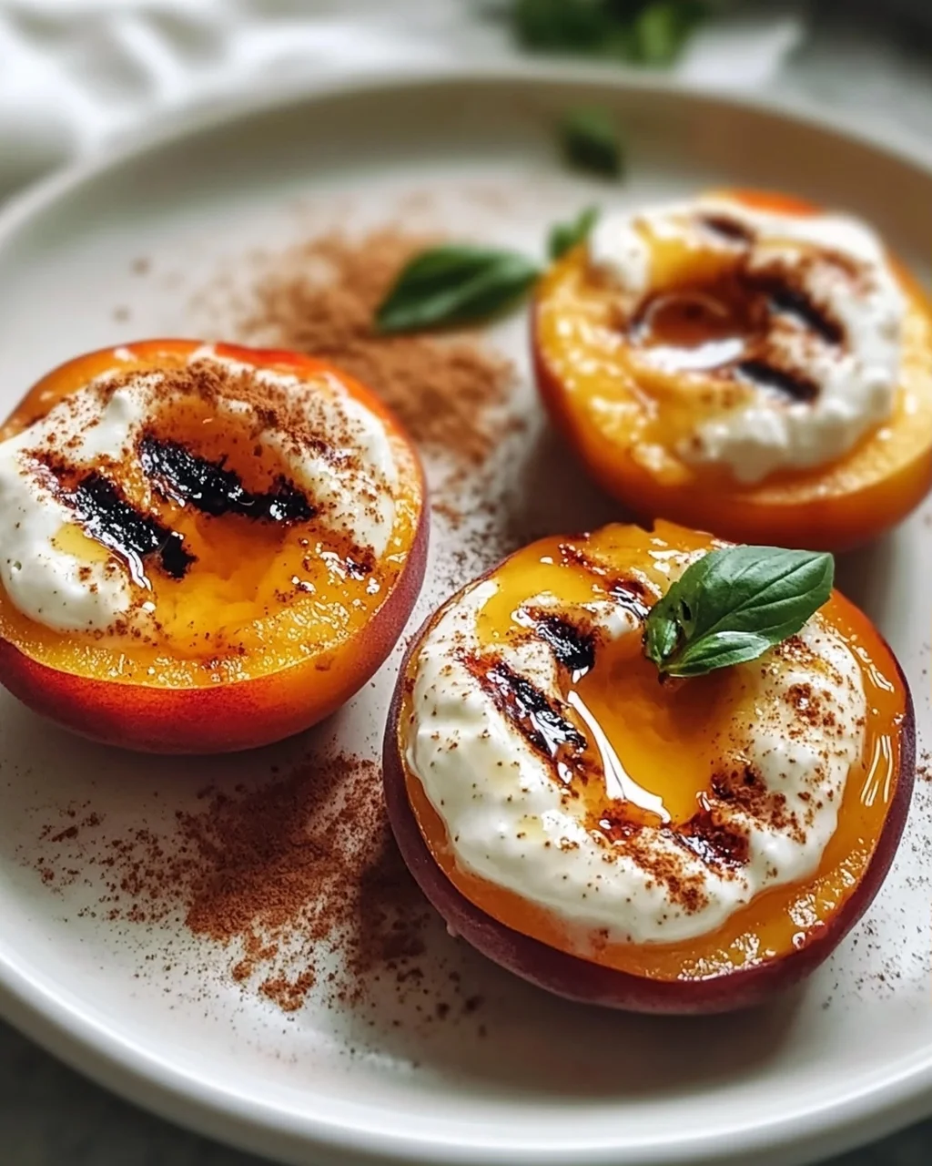 Gegrillte Pfirsiche mit Joghurt und Honig