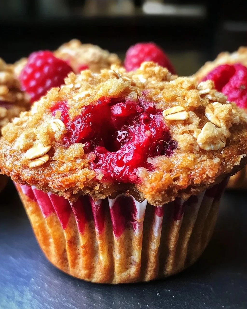Gesunde Himbeer-Muffins mit Haferflocken-Streuseln