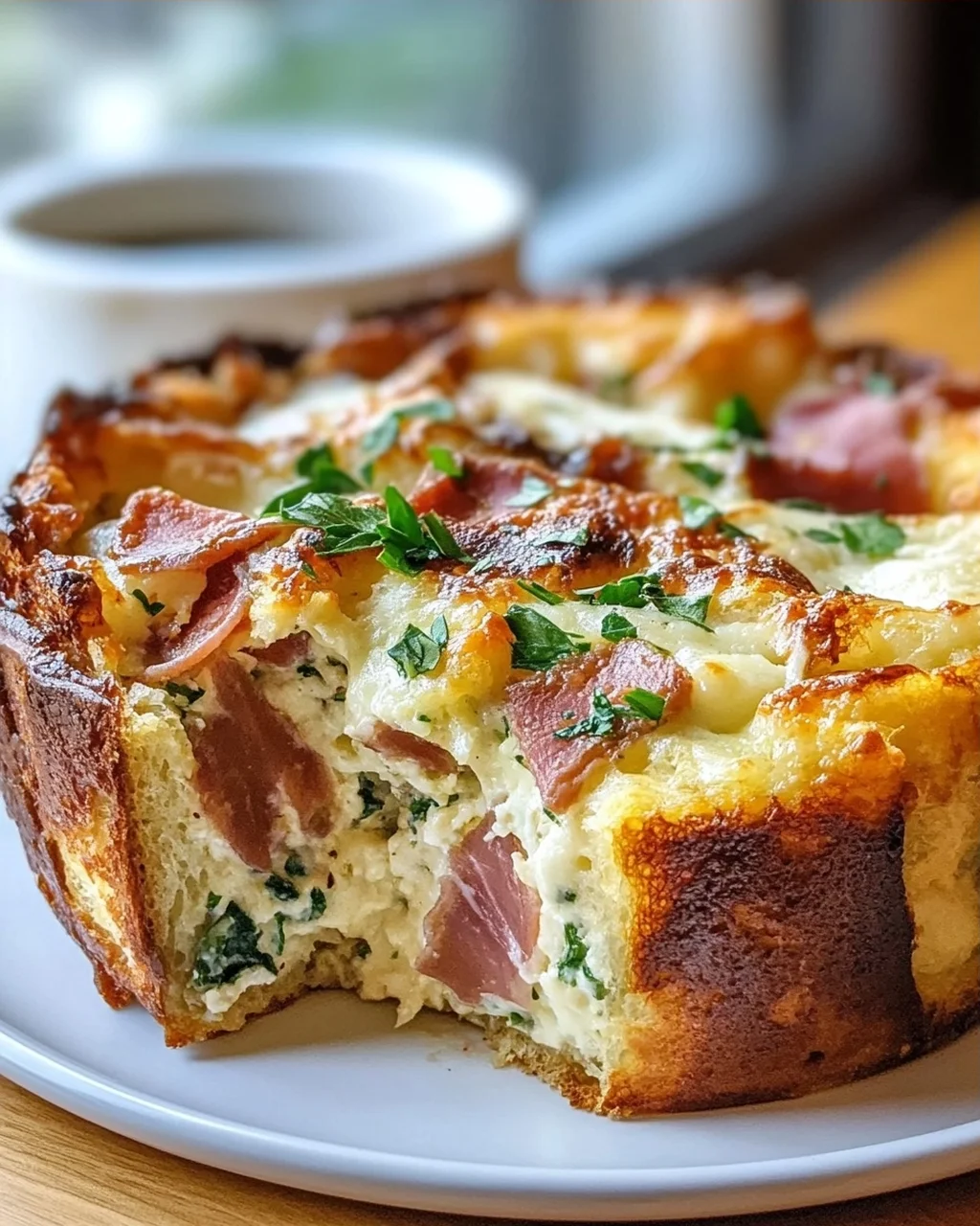 Herzhafte Mozzarella-Rinder-Prosciutto Frühstücks-Strata