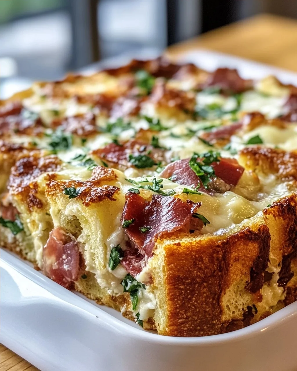 Herzhafte Mozzarella-Rinder-Prosciutto Frühstücks-Strata