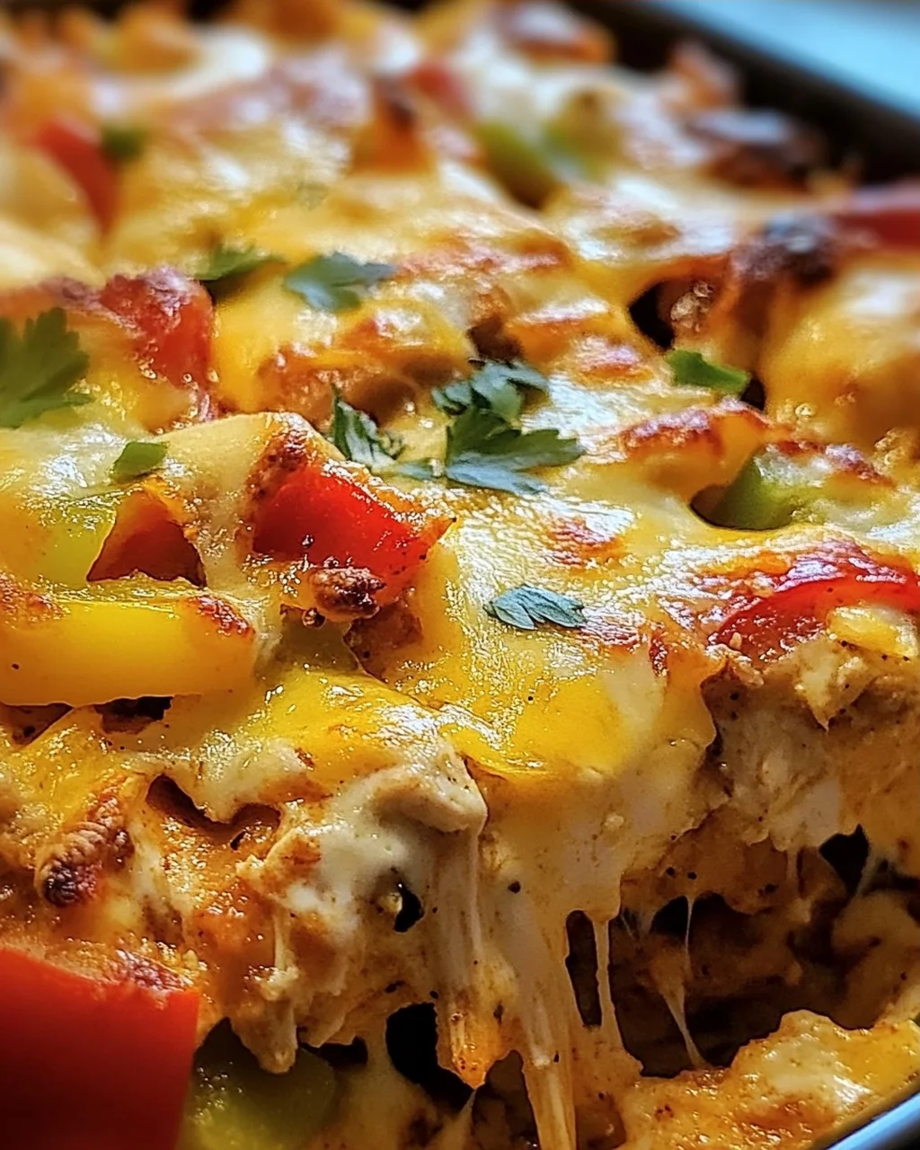 Käsiger Fajita Hähnchen Auflauf