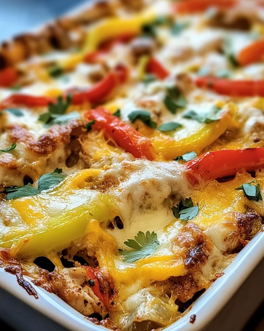 Käsiger Fajita Hähnchen Auflauf