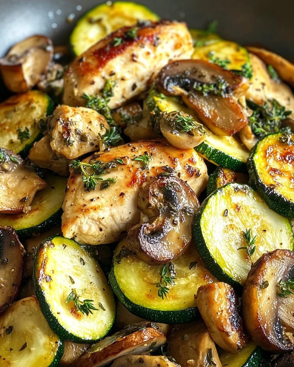 Keto Hähnchen-Zucchini-Pfanne mit Pilzen