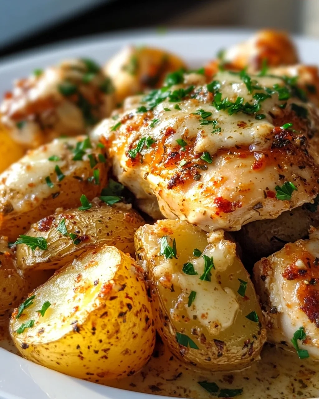 Knoblauch-Parmesan-Hähnchen mit Kartoffeln – Schnell & Lecker!