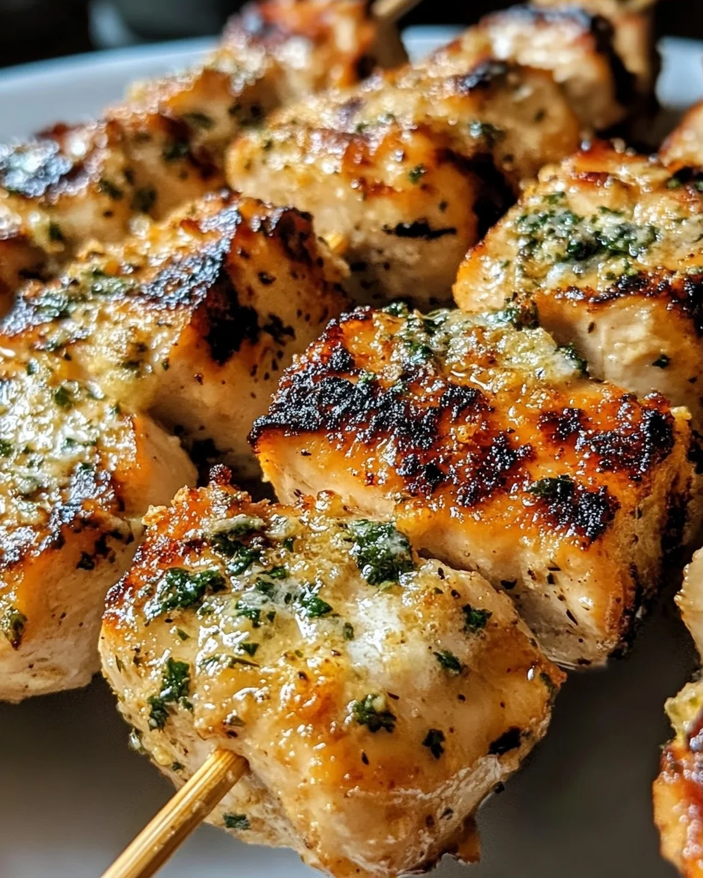 Knoblauch-Parmesan-Hähnchenspieße