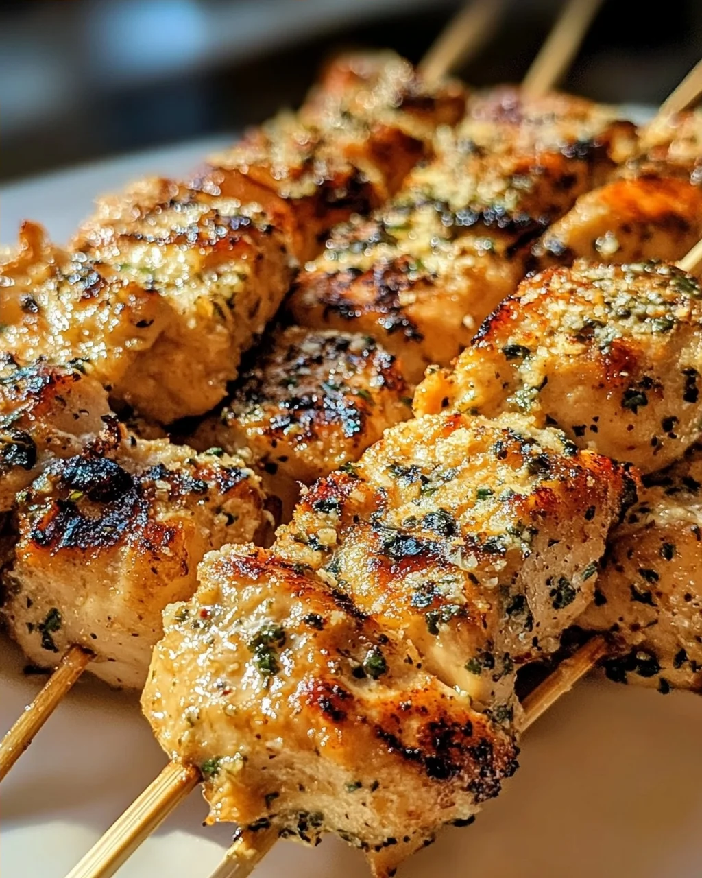 Knoblauch-Parmesan-Hähnchenspieße