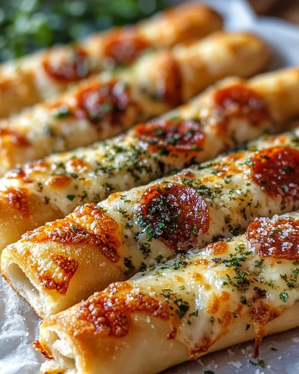 Knusprige Pizza Roll Breadsticks mit Kräuterbutter & Parmesan