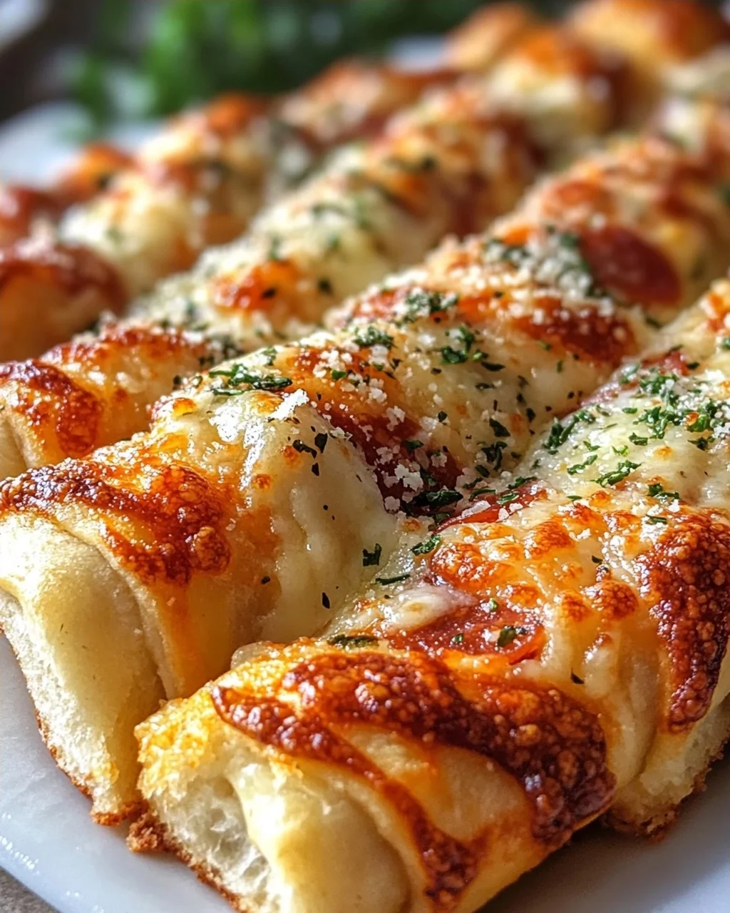 Knusprige Pizza Roll Breadsticks mit Kräuterbutter & Parmesan