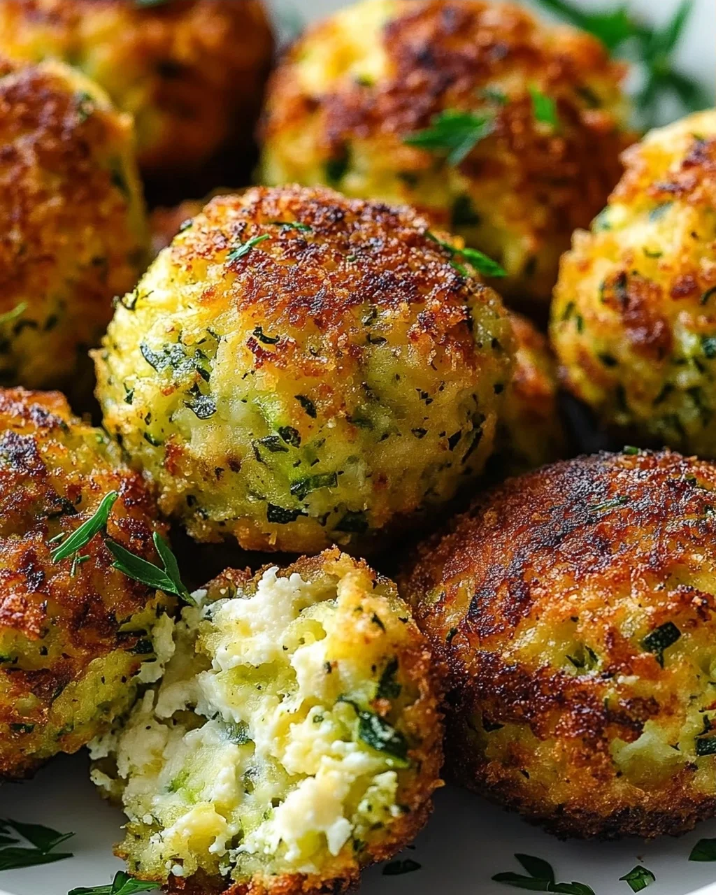 Knusprige Zucchini Feta Bällchen Aus Dem Ofen