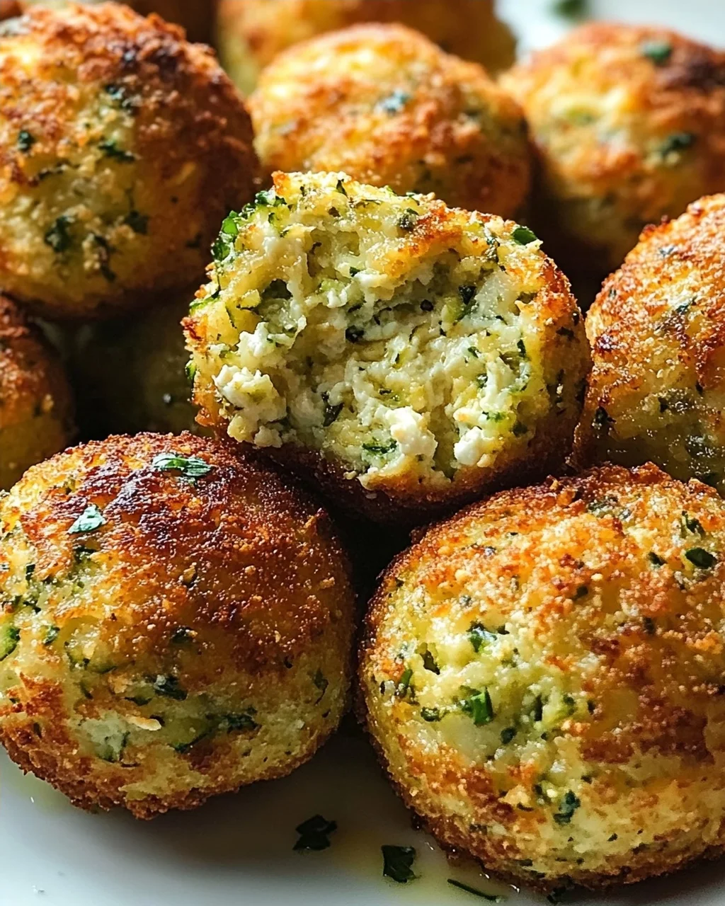 Knusprige Zucchini Feta Bällchen Aus Dem Ofen
