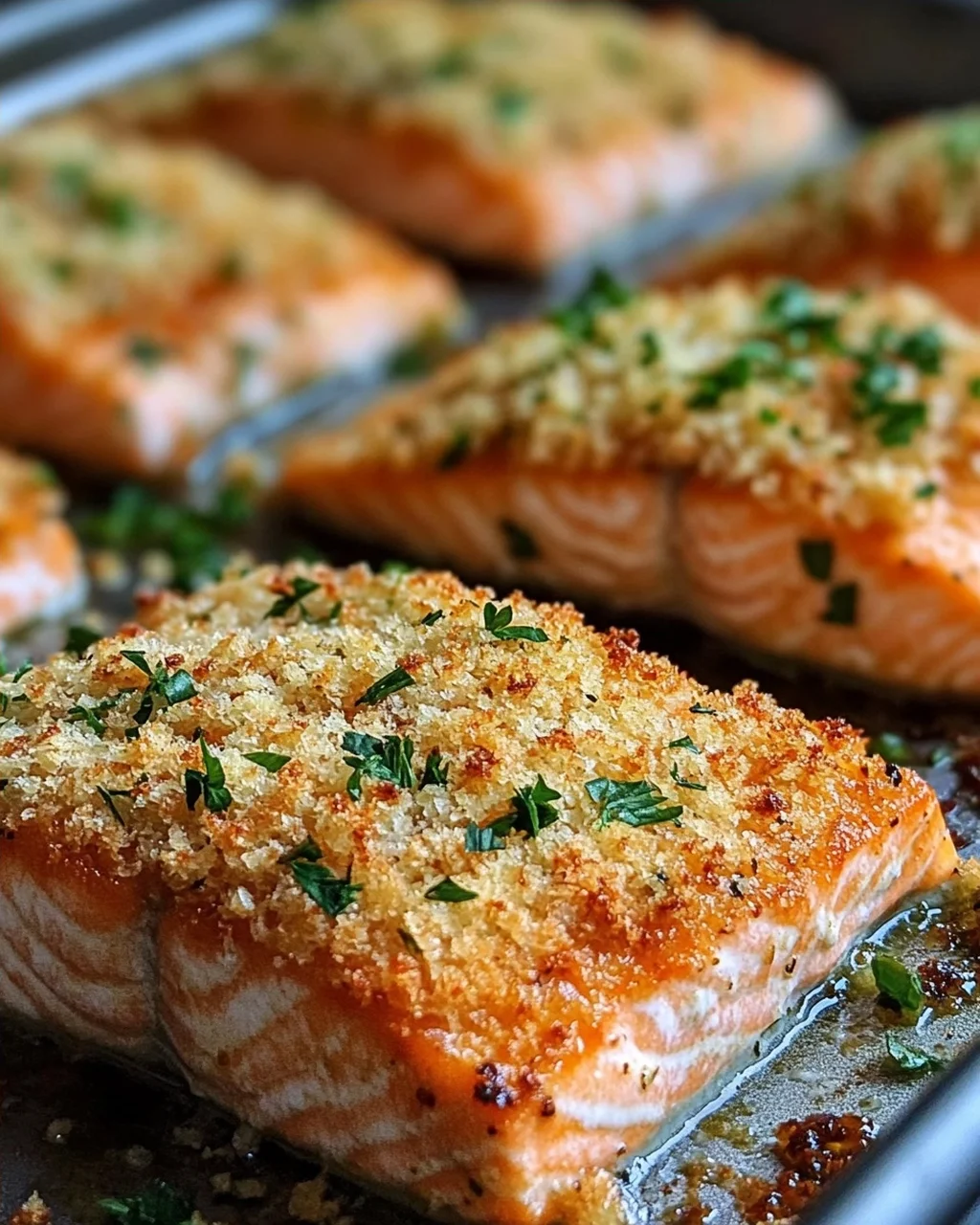 Krosse im Ofen gebackene Parmesan-Krustenlachsfilets
