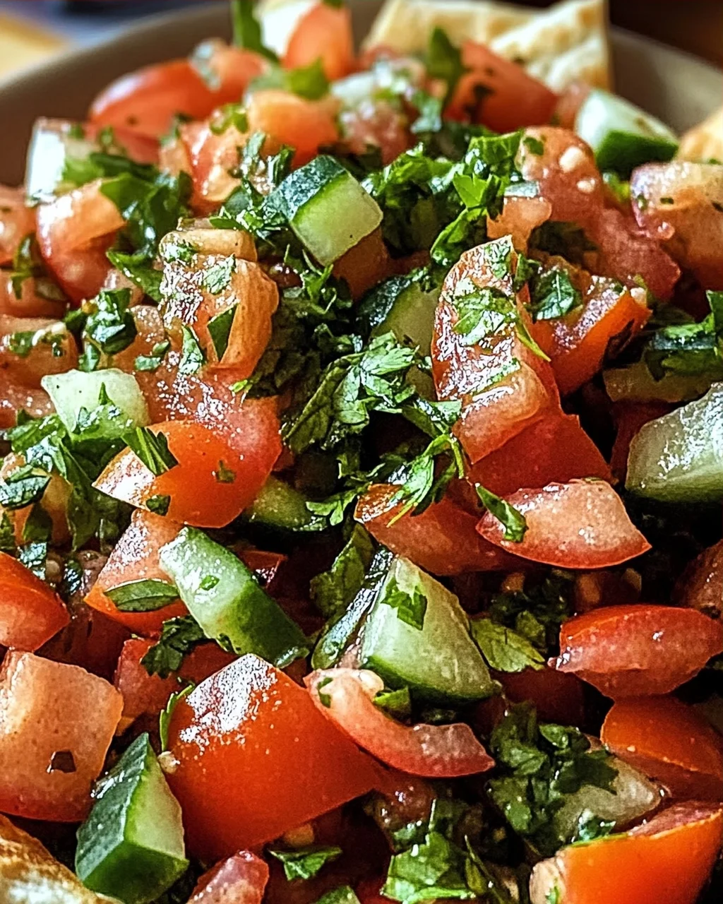Libanesischer Tomaten Pita Salat