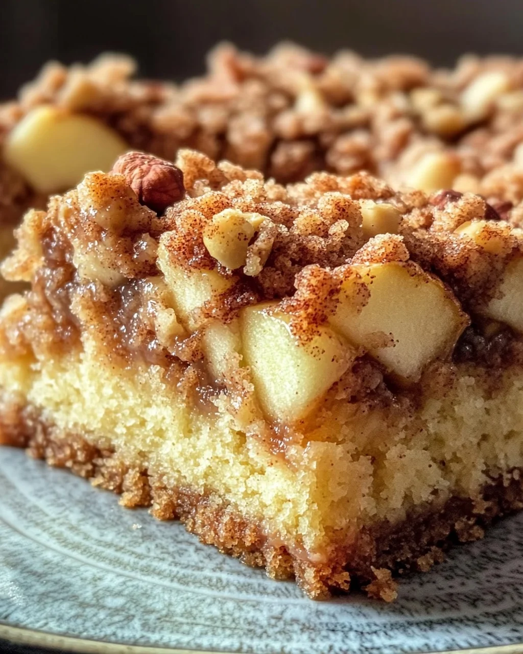 Marmorierter Apfel-Streuselkuchen mit Zimt und Nüssen