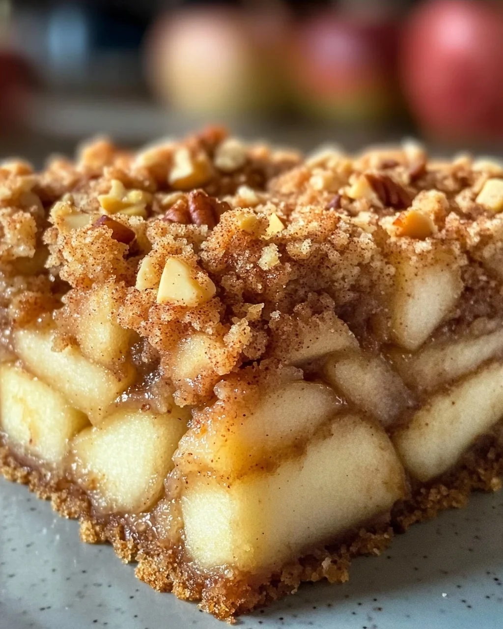 Marmorierter Apfel-Streuselkuchen mit Zimt und Nüssen