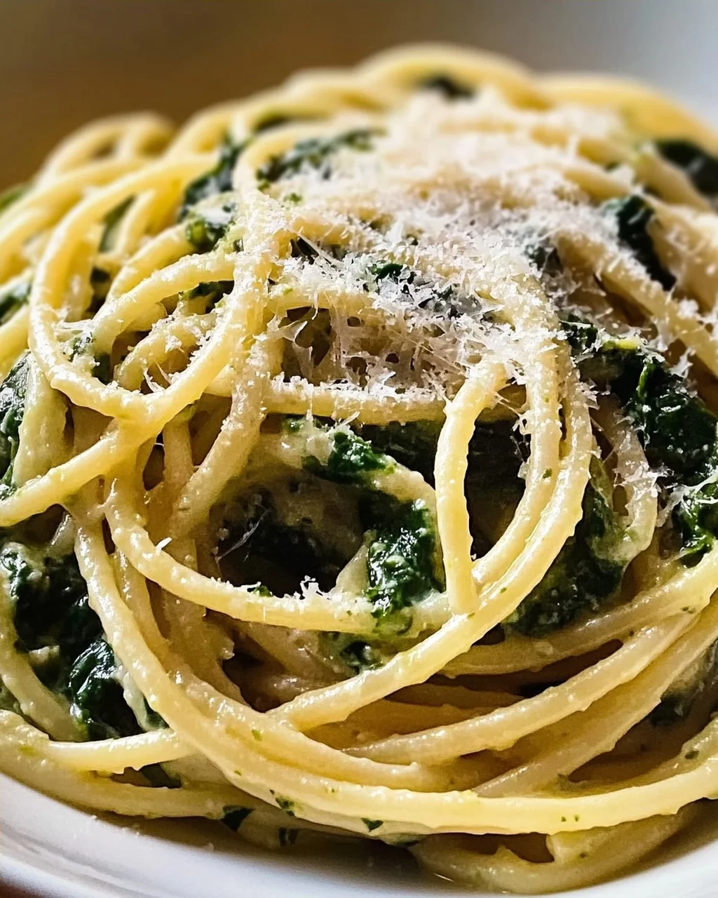 Spaghetti mit Spinat Frischkäse-Sauce
