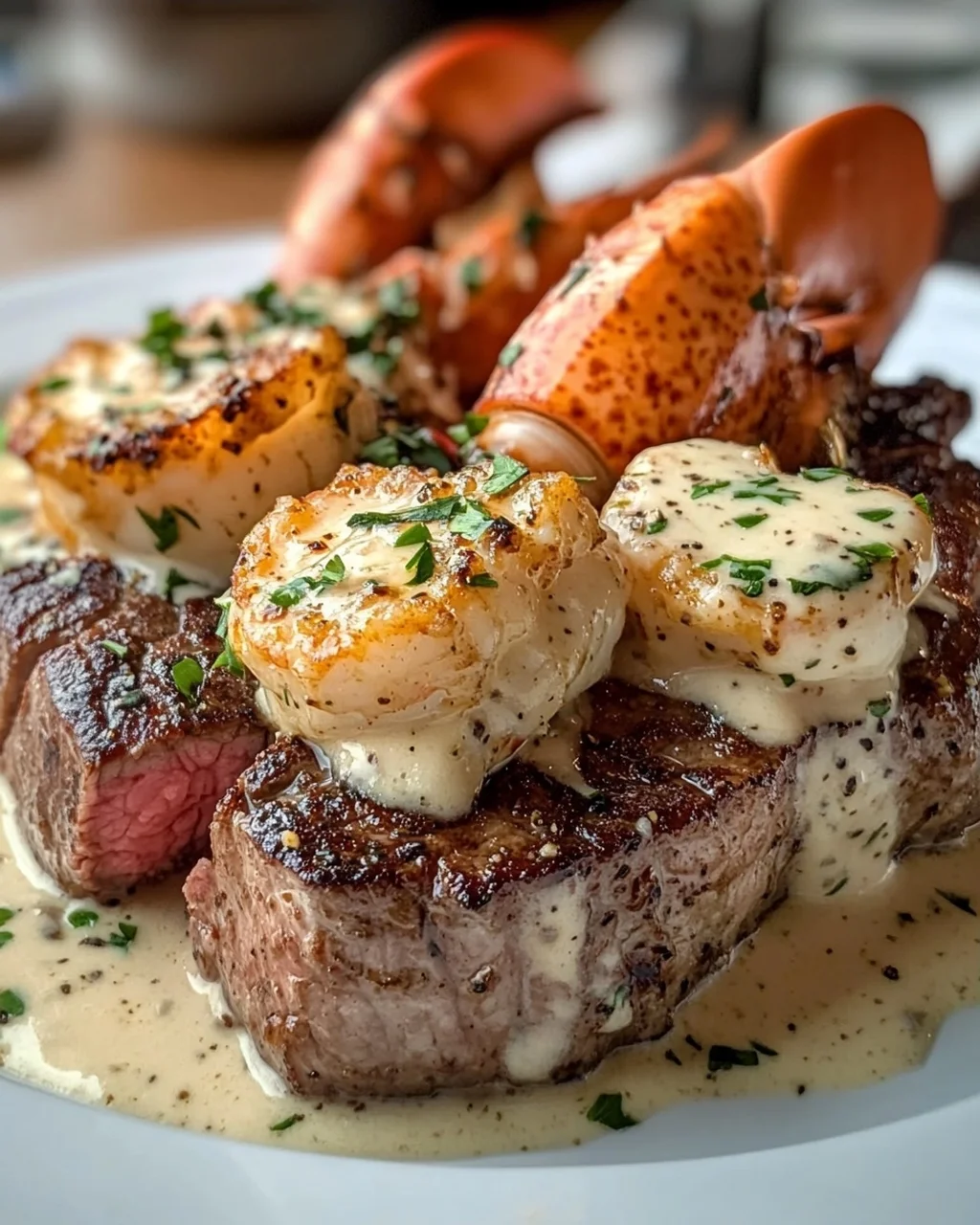 Surf & Turf mit cremiger Knoblauchsauce: Exklusiver Genuss