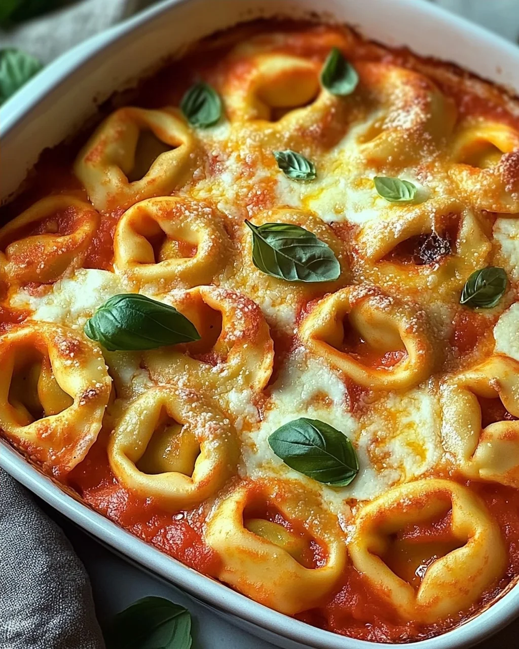 Tortelliniauflauf mit Tomate und Mozzarella