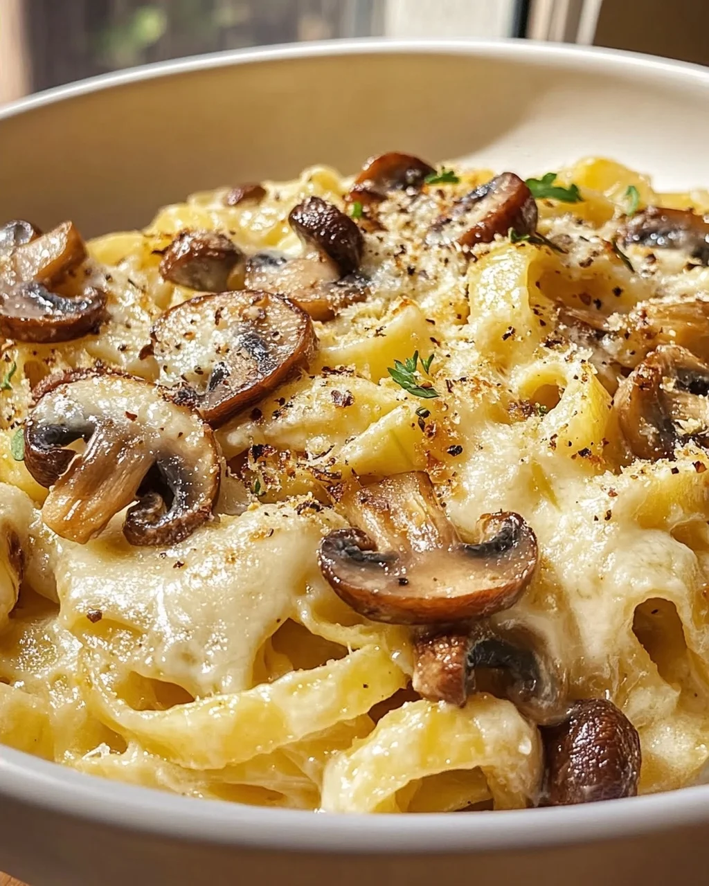 Unwiderstehliche Karamelisierter Lauch Pilz Gruyère Pasta