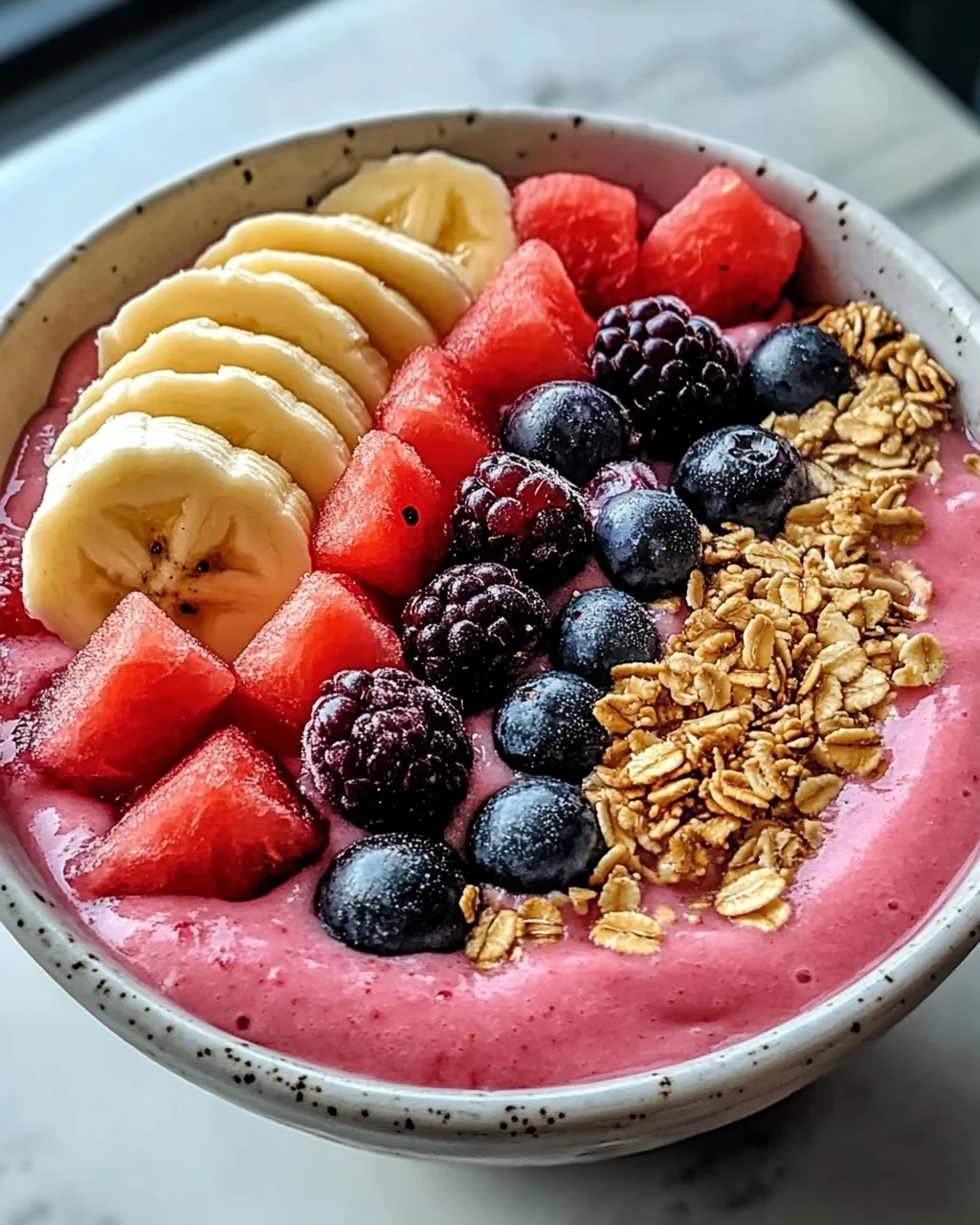 Wassermelonen-Smoothie-Schüssel für heiße Tage