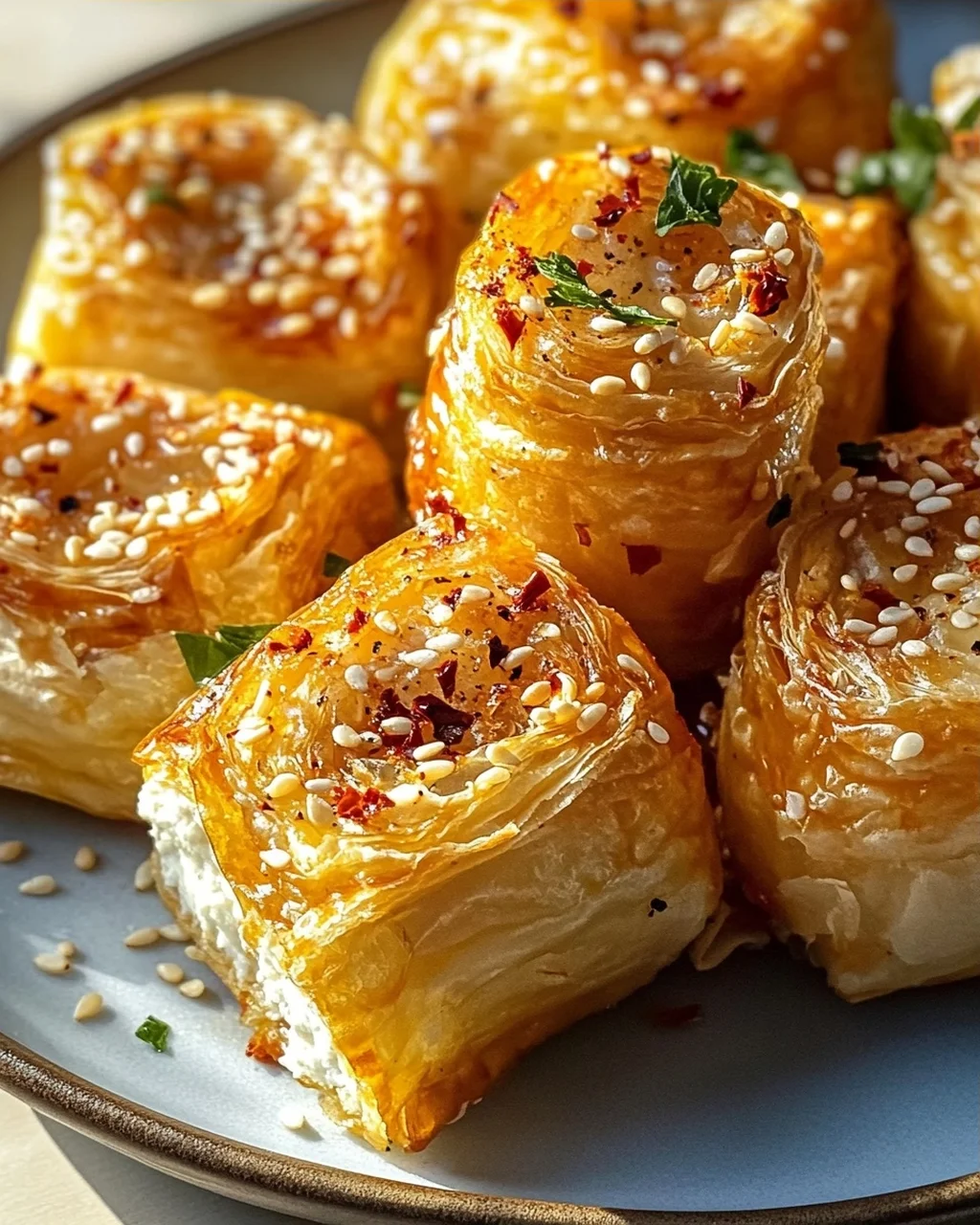 Würzige Feta Rollen aus dem Ofen: Chili-Honig Genuss!