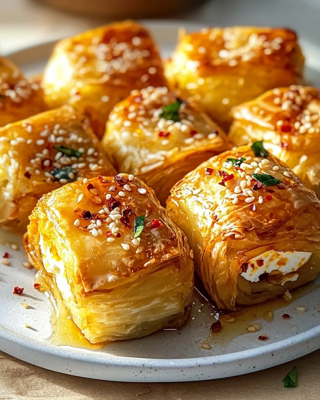 Würzige Feta Rollen aus dem Ofen: Chili-Honig Genuss!